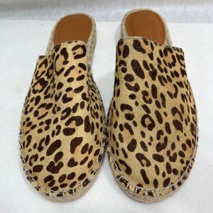 Gap Leopard Calf Hair Espadrille Mules Shoes Flats size 8 NWOT